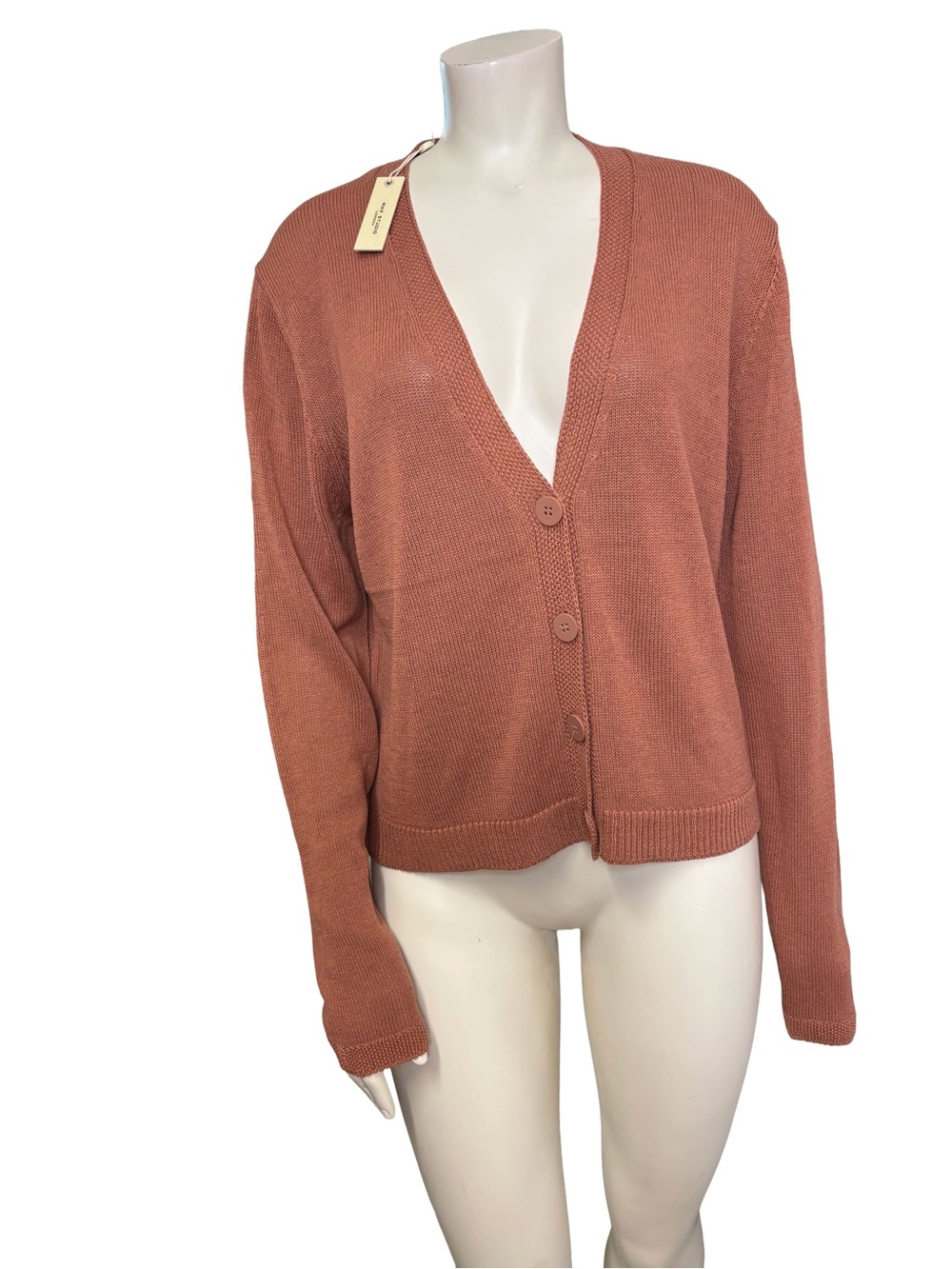 Max Studio London NWT Linen Blend V-Neck Cardigan L